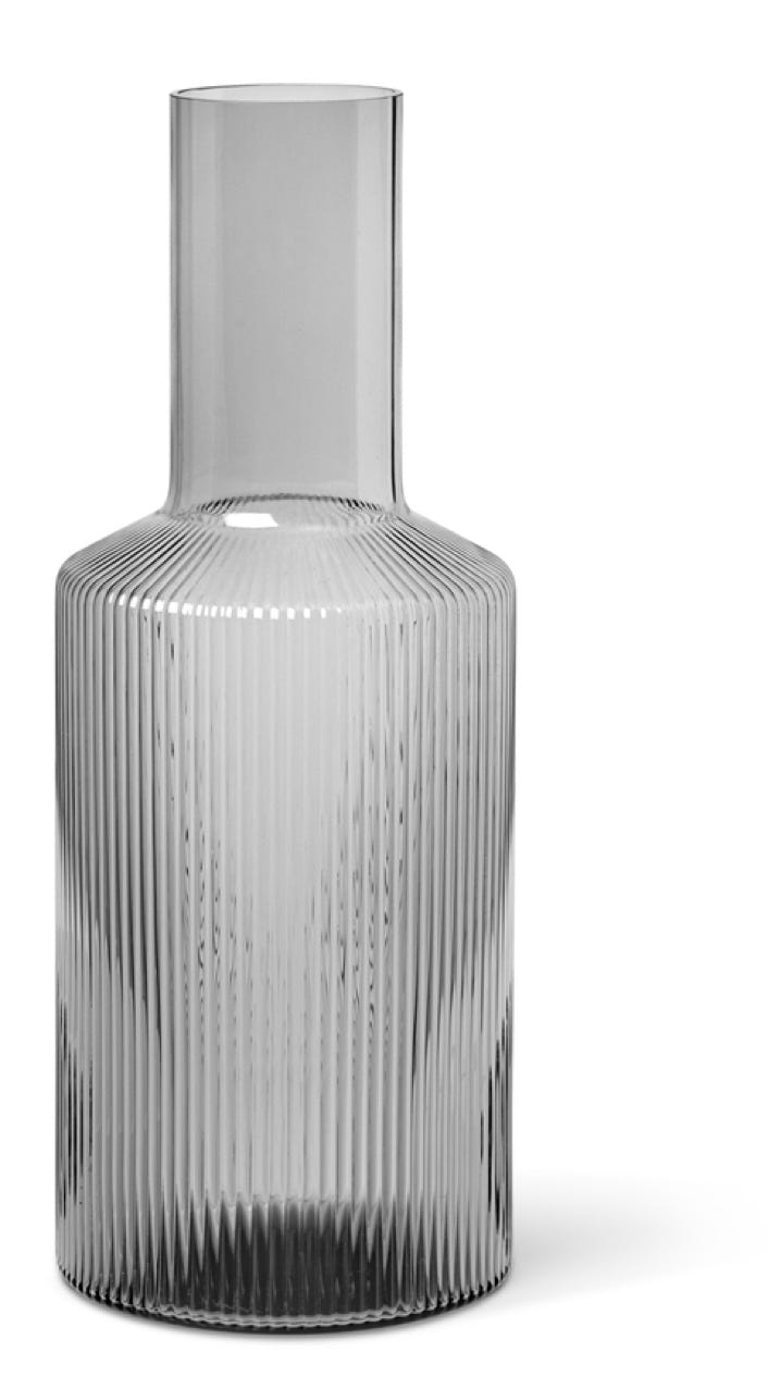 verres et carafe Ripple gris fumé