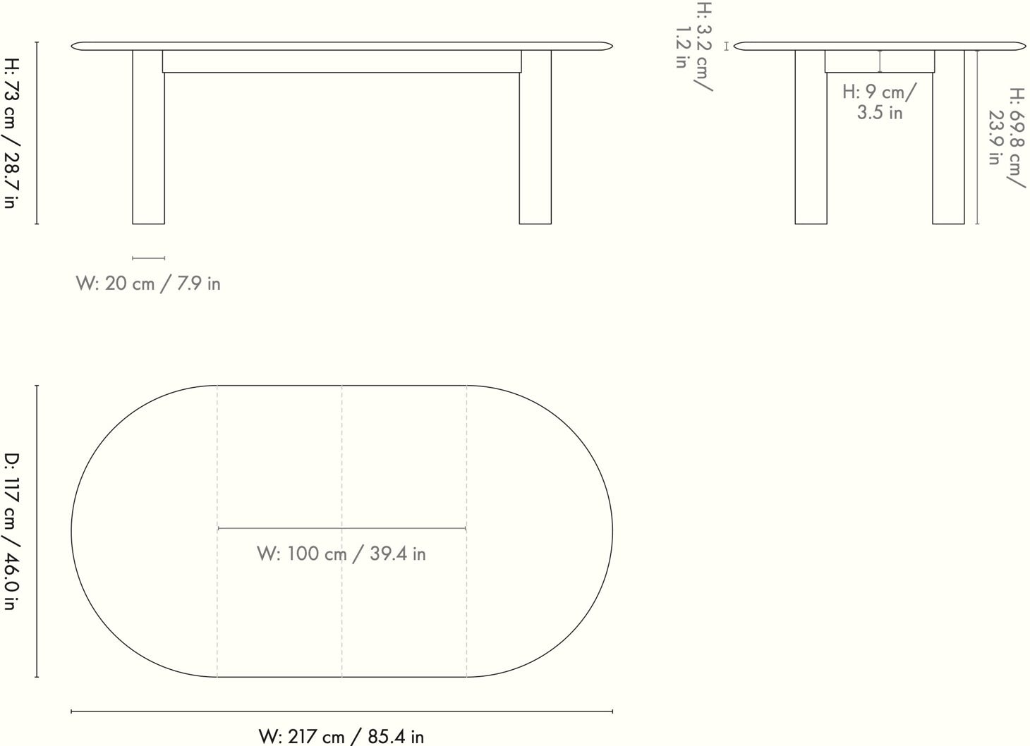 Bevel  round table – extendable table – bench  Ferm Living 