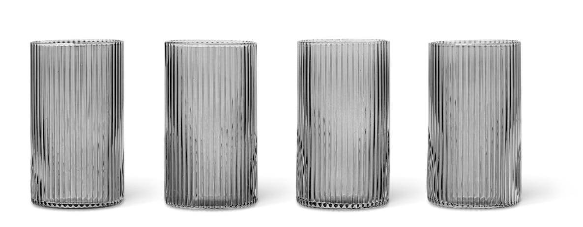 verres et carafe Ripple gris fumé