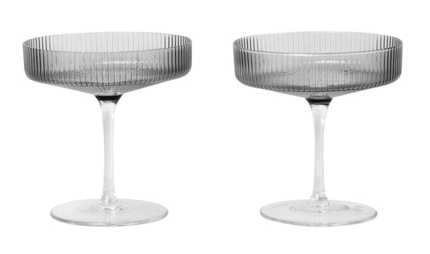 verres et carafe Ripple gris fumé