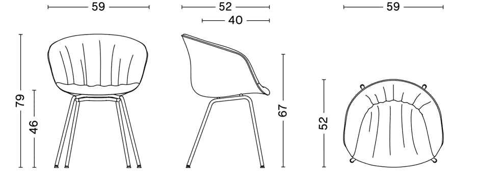 CHAISE AAC27 / AAC27 Soft coque tapissée / pieds métal 