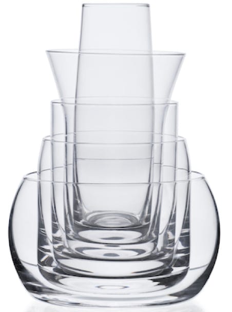 Verres 5-in-1 & Vase Clessidra design Joe Colombo, 1970 Karakter