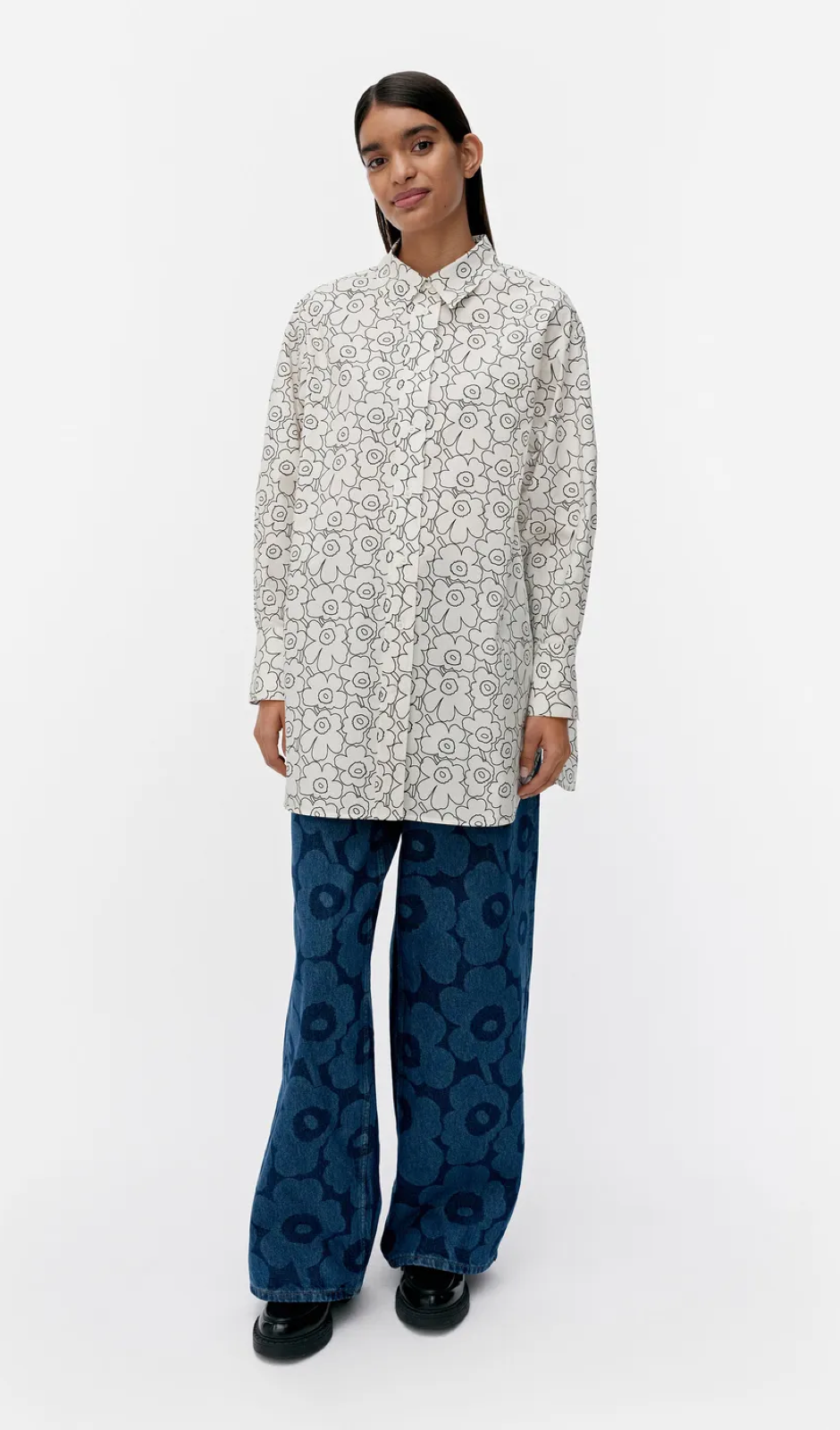 Marimekko Nila Piirto Unikko shirt – 119 - organic cotton poplin