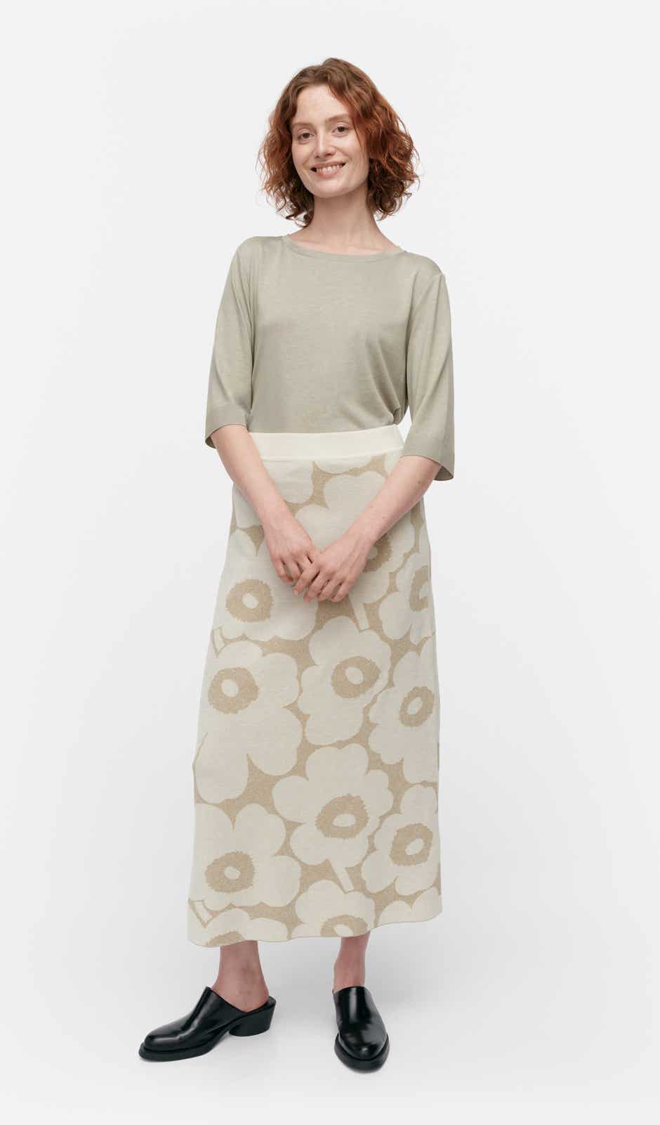 Kvaternio Pieni Unikko Ii knitted skirt – cotton and linen blend