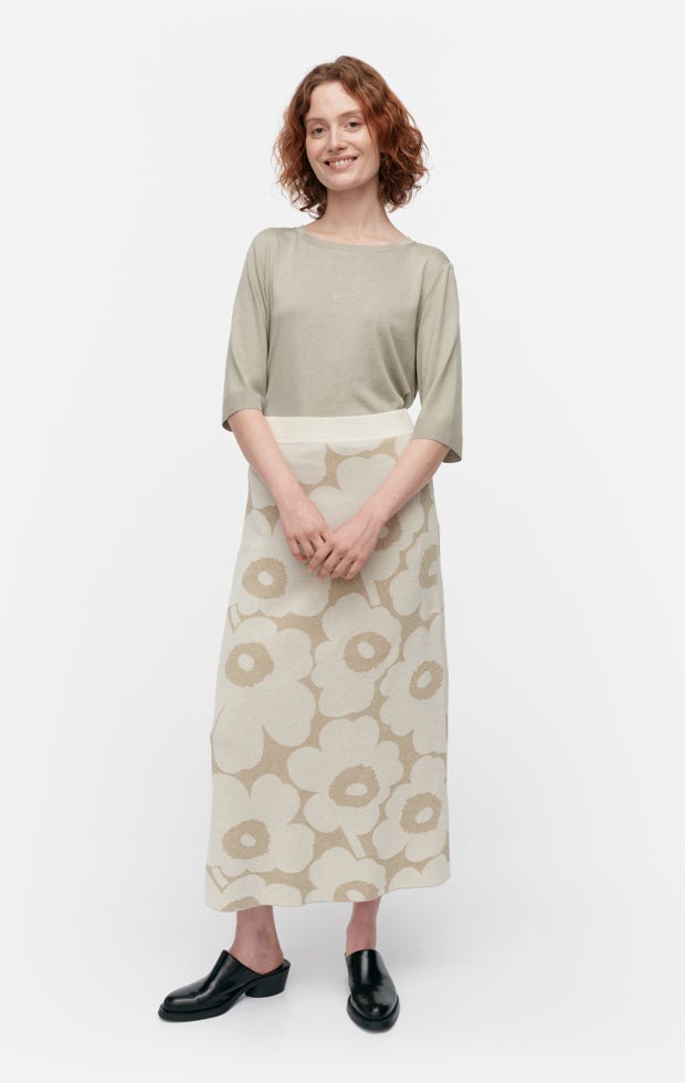 Kvaternio Pieni Unikko Ii knitted skirt – cotton and linen blend