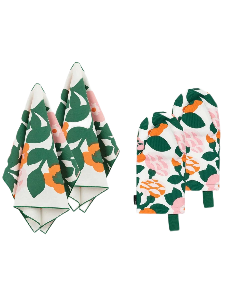 Marimekko Kitchen textile set  - Pieni Green Green