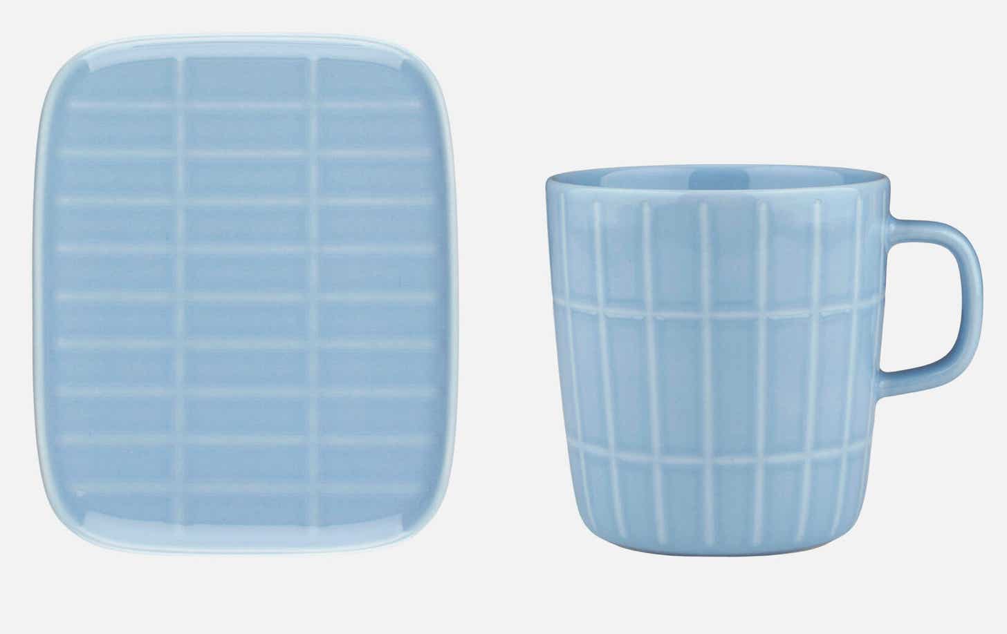 Tiiliskivi set – mug 4 dl and plate 15 x 12 cm