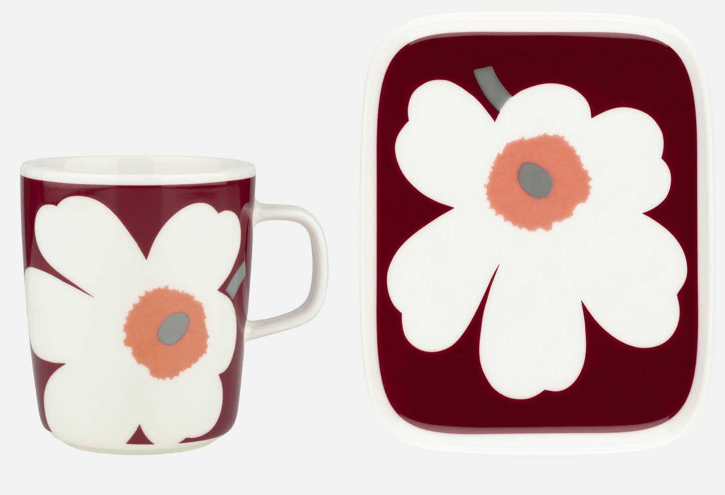 Unikko Anniversary set – mug 2,5 dl and plate 15 x 12 cm