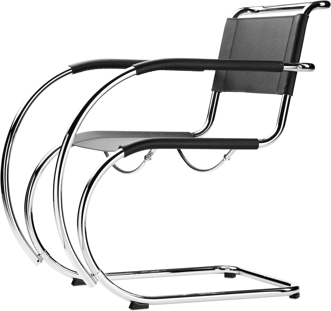 S533 F Chair – Black full-grain leather – stitched seat and back