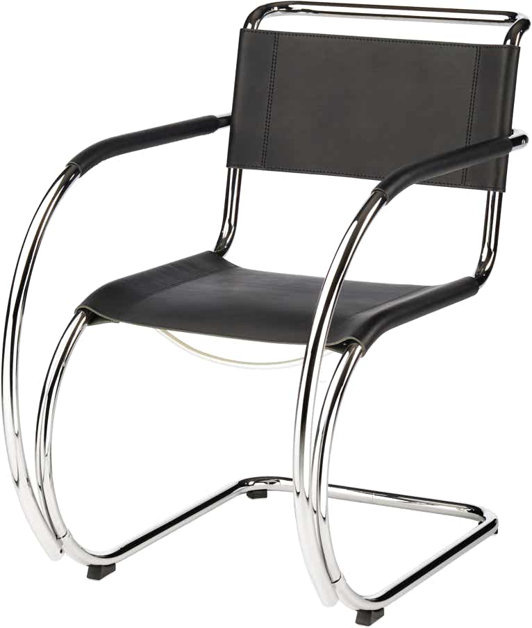 S533 F Chair – Black full-grain leather – stitched seat and back