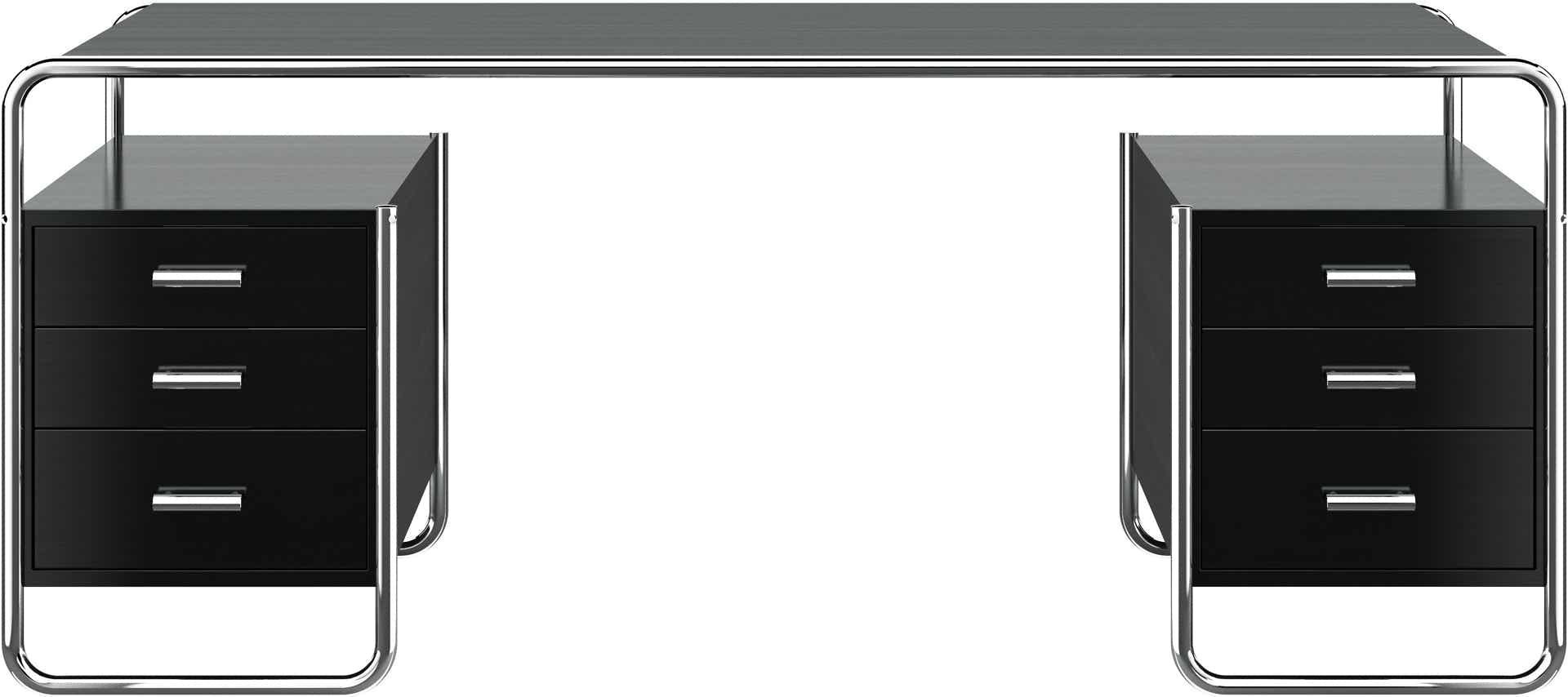 S285/5 Desk – 2 Large cabinets – Black ash / Chrome