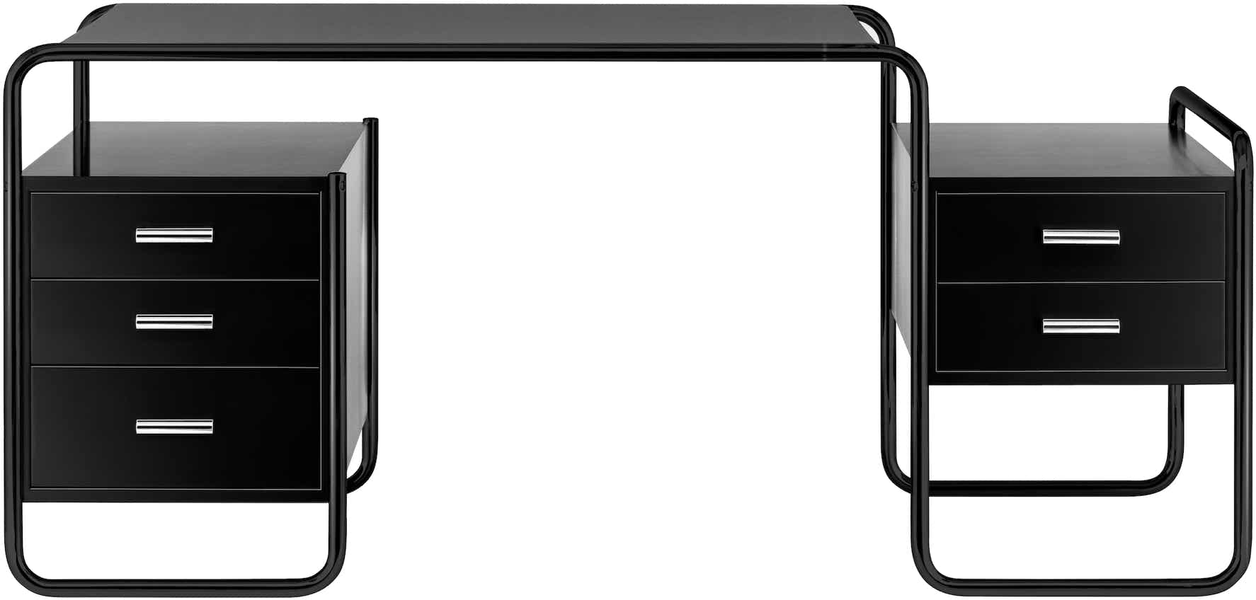 S285 Desk – 1 Large cabinet + 1 Small cabinet – Black ash / Black