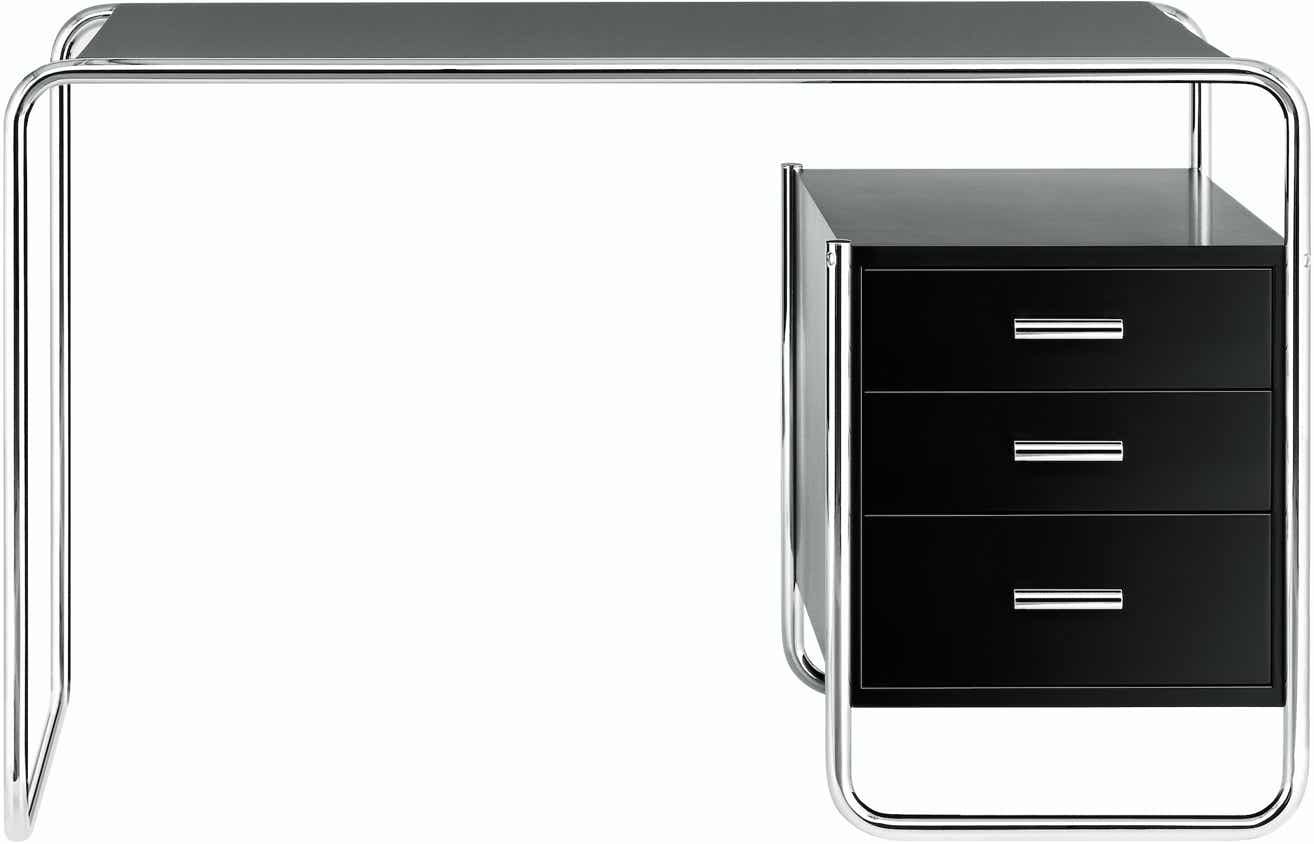 S285/2 Desk – 1 Large cabinet – Black ash / Chrome
