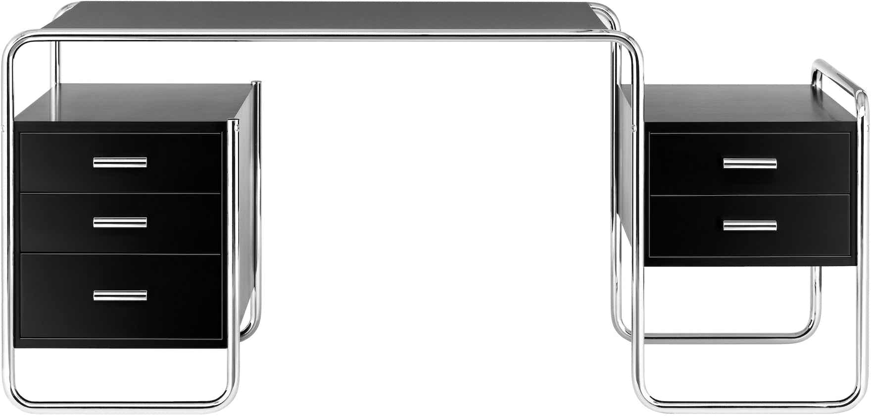 S285 Desk – 1 Large cabinet + 1 Small cabinet – Black ash / Chrome