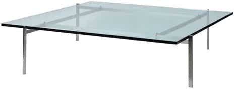 tables basses carrées, plateau verre