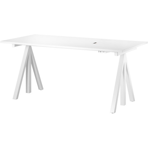 Height-adjustable work desk – White laminate / white frame – String Works