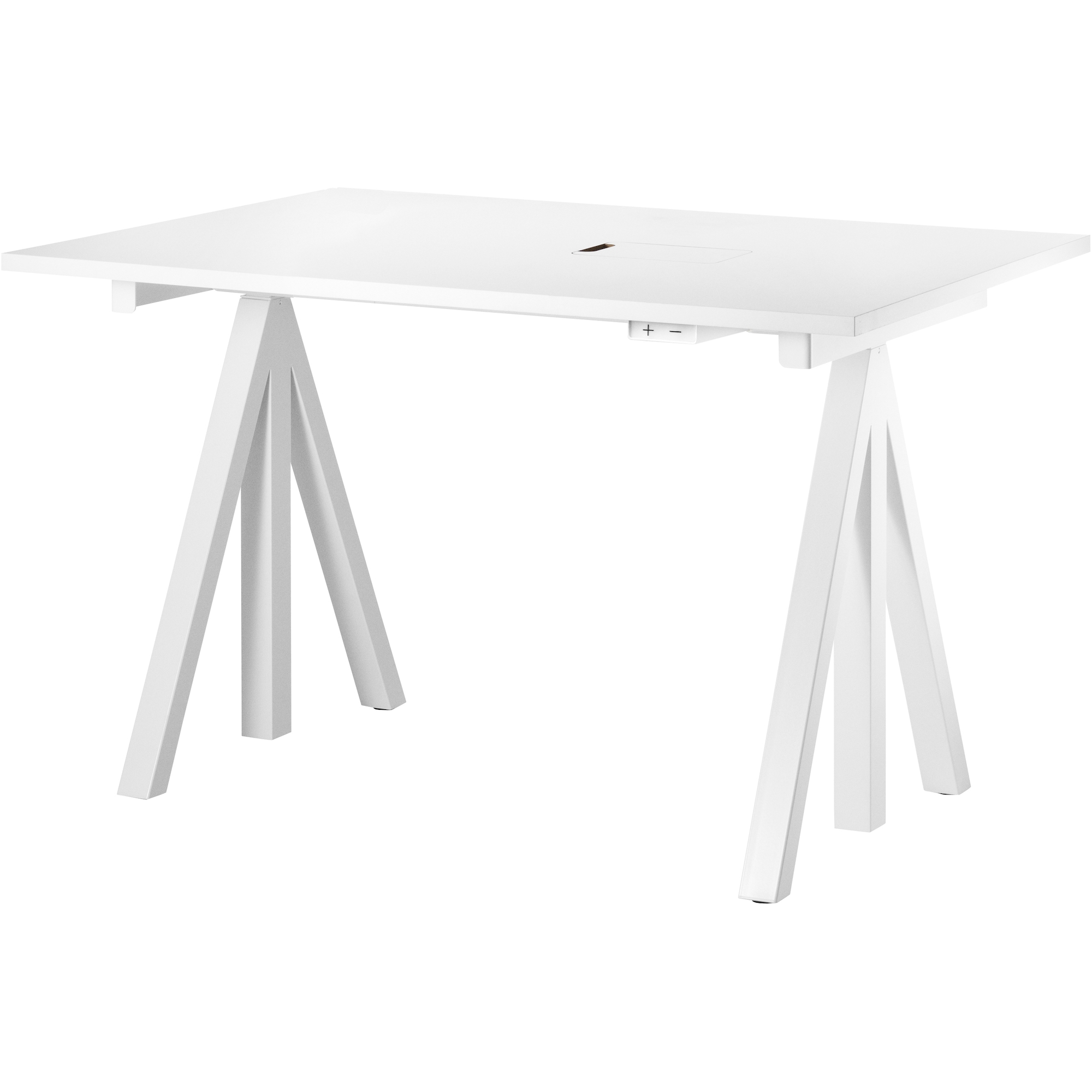 Height-adjustable work desk – White laminate – String Works