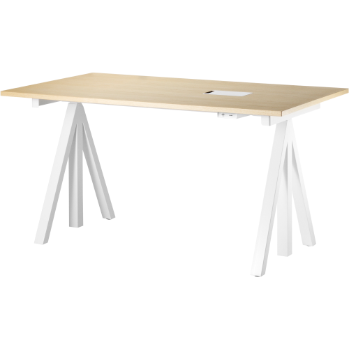 Bureau ajustable – Frêne / structure blanche – String Works