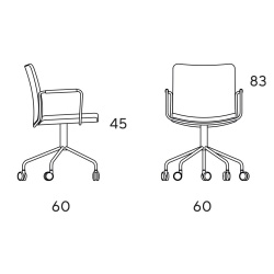 Stella chair, low back – swivel base with castors wheels - Swedese