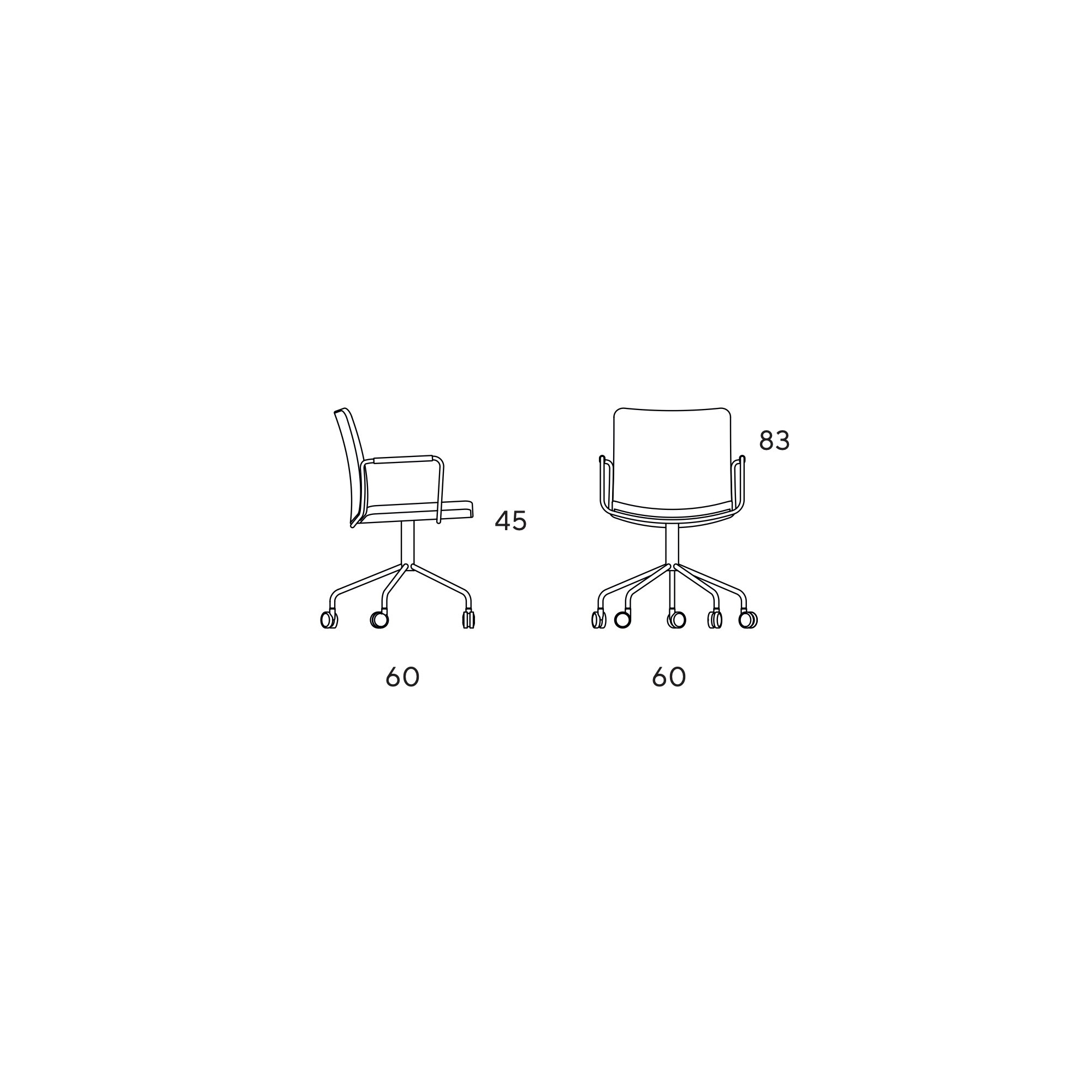 Stella chair, low back – swivel base with castors wheels - Swedese