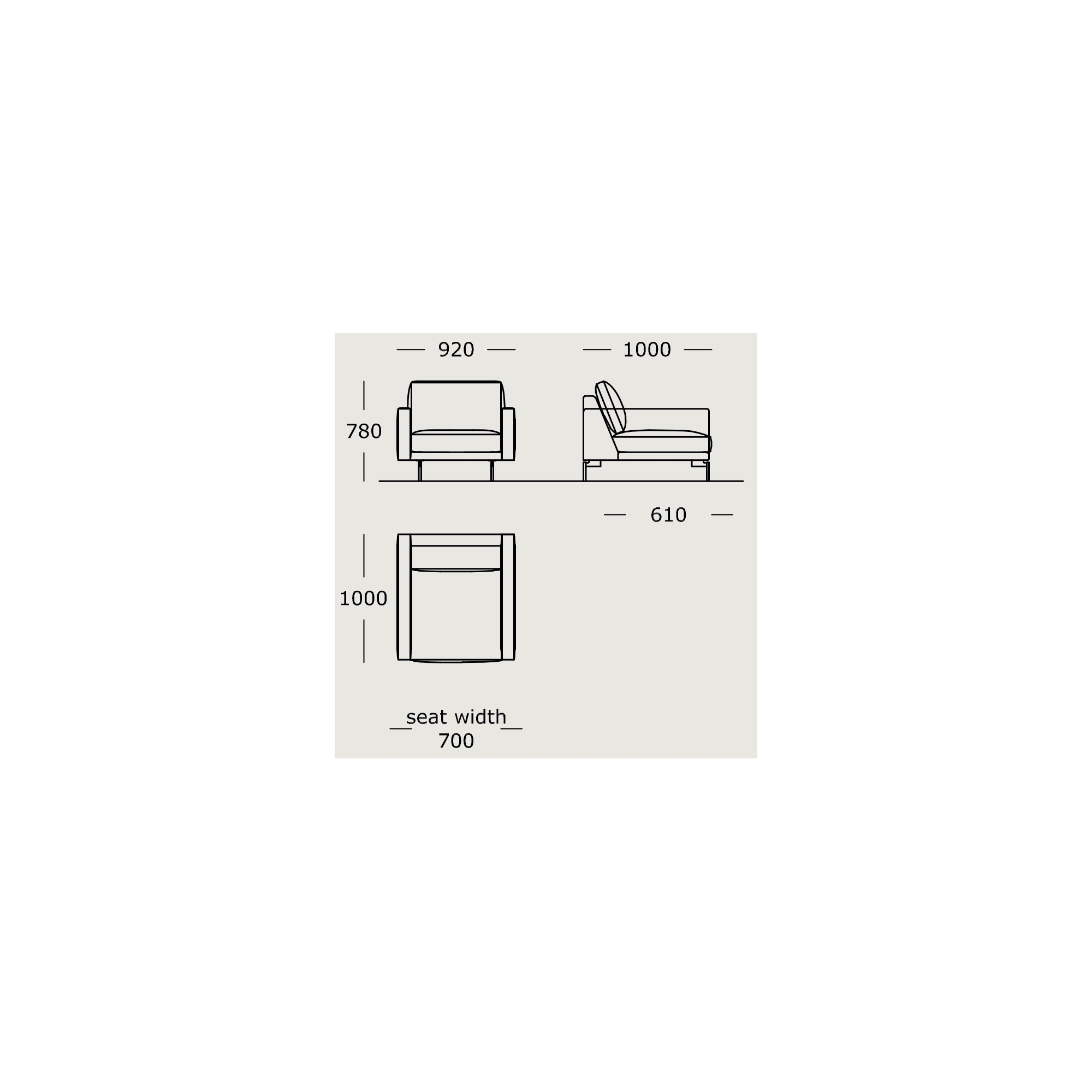 Module 35 – 92 cm – EDGE V1 (armchair) - Wendelbo