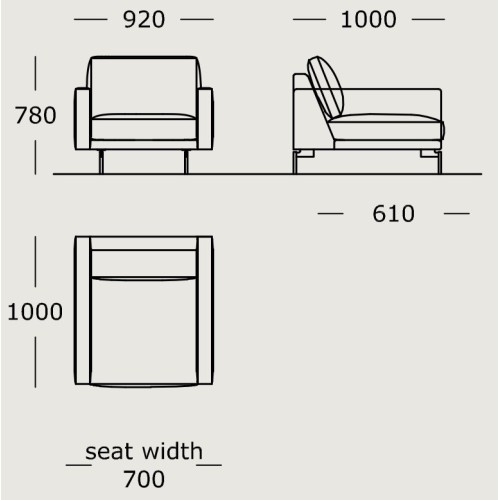 Module 35 – 92 cm – EDGE V1 (armchair) - Wendelbo