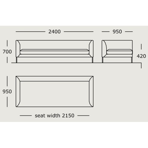 Module 1 – 240 x 95 cm – Blade - Wendelbo