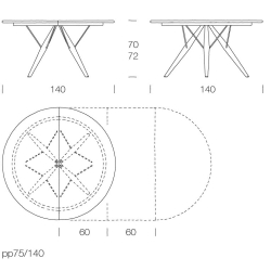 Ø140cm - PP75/140 - extendable table - PP Møbler