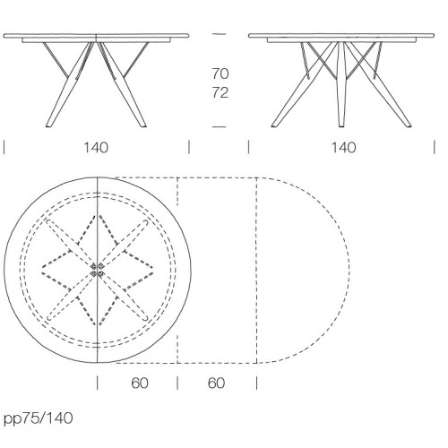 Ø140cm - PP75/140 - extendable table - PP Møbler