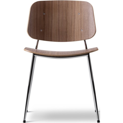 SOLD OUT lacquered walnut / chrome - 3060 Søborg chair - Fredericia