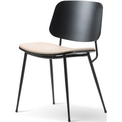 SOLD OUT Seat Upholstered – Natural 90 leather + black lacquered oak / black – 3061 Søborg chair (steel) - Fredericia