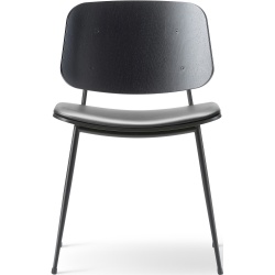 SOLD OUT Seat Upholstered – Max 98 leather + black lacquered oak / black – 3061 Søborg chair (steel) - Fredericia