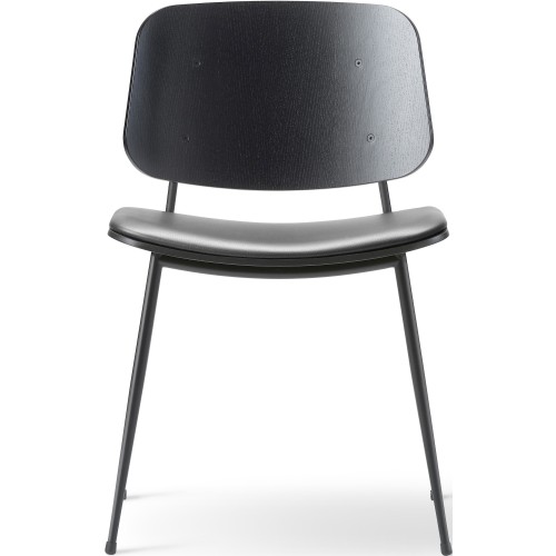 ÉPUISÉ Assise rembourrée – cuir Max 98 + chêne noir vernis / noir – chaise Søborg 3061 (métal) - Fredericia