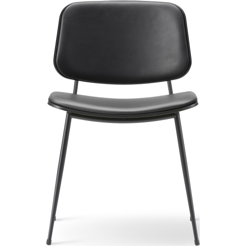 SOLD OUT Front upholstered – Max 98 leather  + black lacquered oak / black – 3062 Søborg chair (steel) - Fredericia