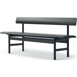 SOLD OUT Black lacquered oak / Primo leather Black 88 – Mogensen Bench 3171 - Fredericia