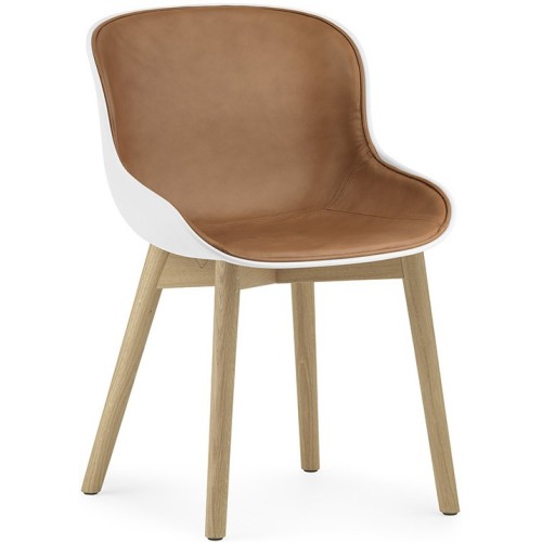 blanc / cuir Ultra Brandy / chêne – intérieur rembourrée – Chaise Hyg - Normann Copenhagen