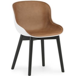 white / Ultra Brandy leather / black leather oak – front upholstered –  Hyg Chair - Normann Copenhagen