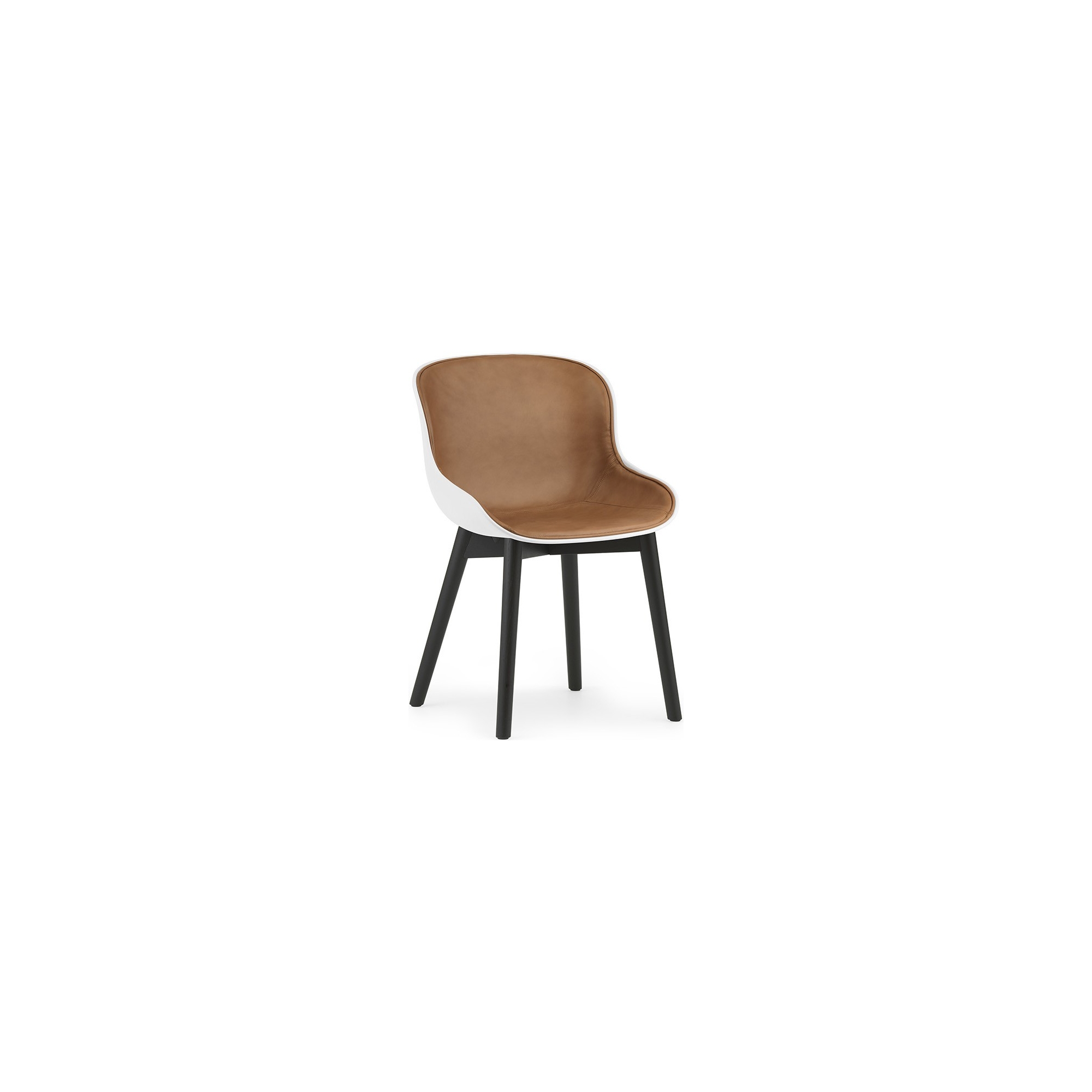 white / Ultra Brandy leather / black leather oak – front upholstered –  Hyg Chair - Normann Copenhagen