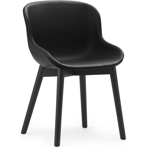 cuir Ultra noir / chêne peint en noir – entièrement rembourrée – Chaise Hyg - Normann Copenhagen