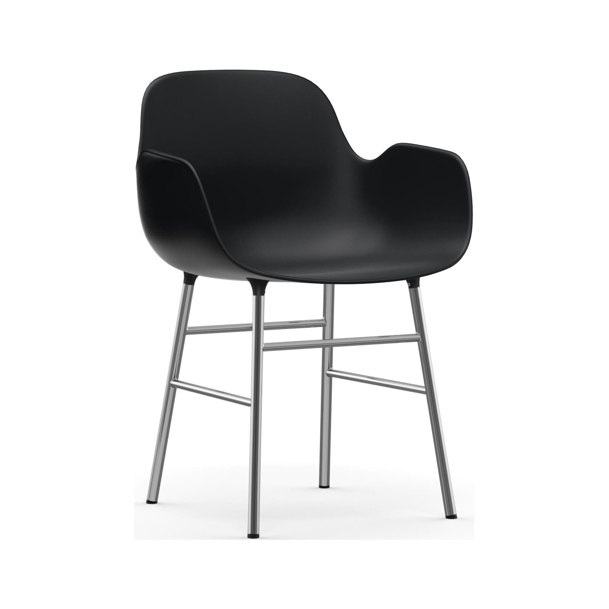 Noir / chrome – Chaise Form avec accoudoirs - Normann Copenhagen