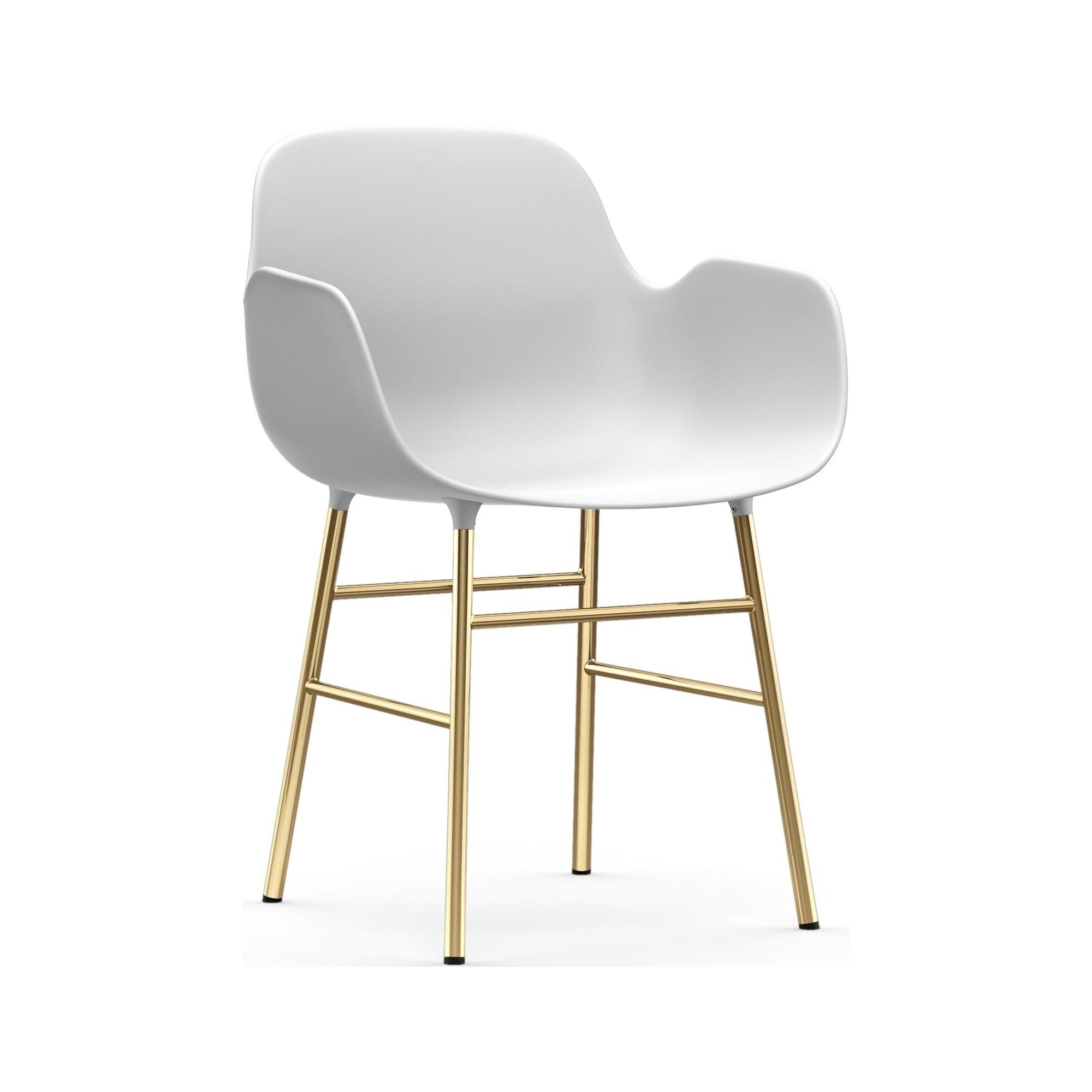 White / brass – Form Chair with armrests - Normann Copenhagen