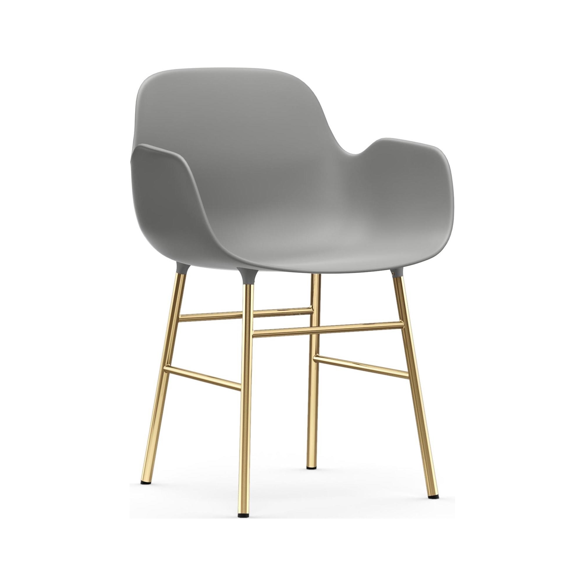 grey / brass – Form Chair with armrests - Normann Copenhagen