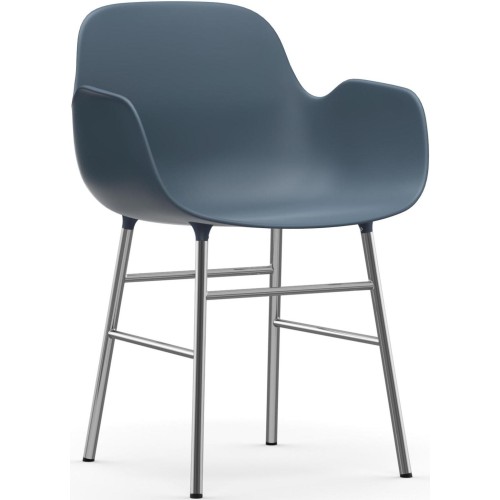 blue / chrome – Form Chair with armrests - Normann Copenhagen