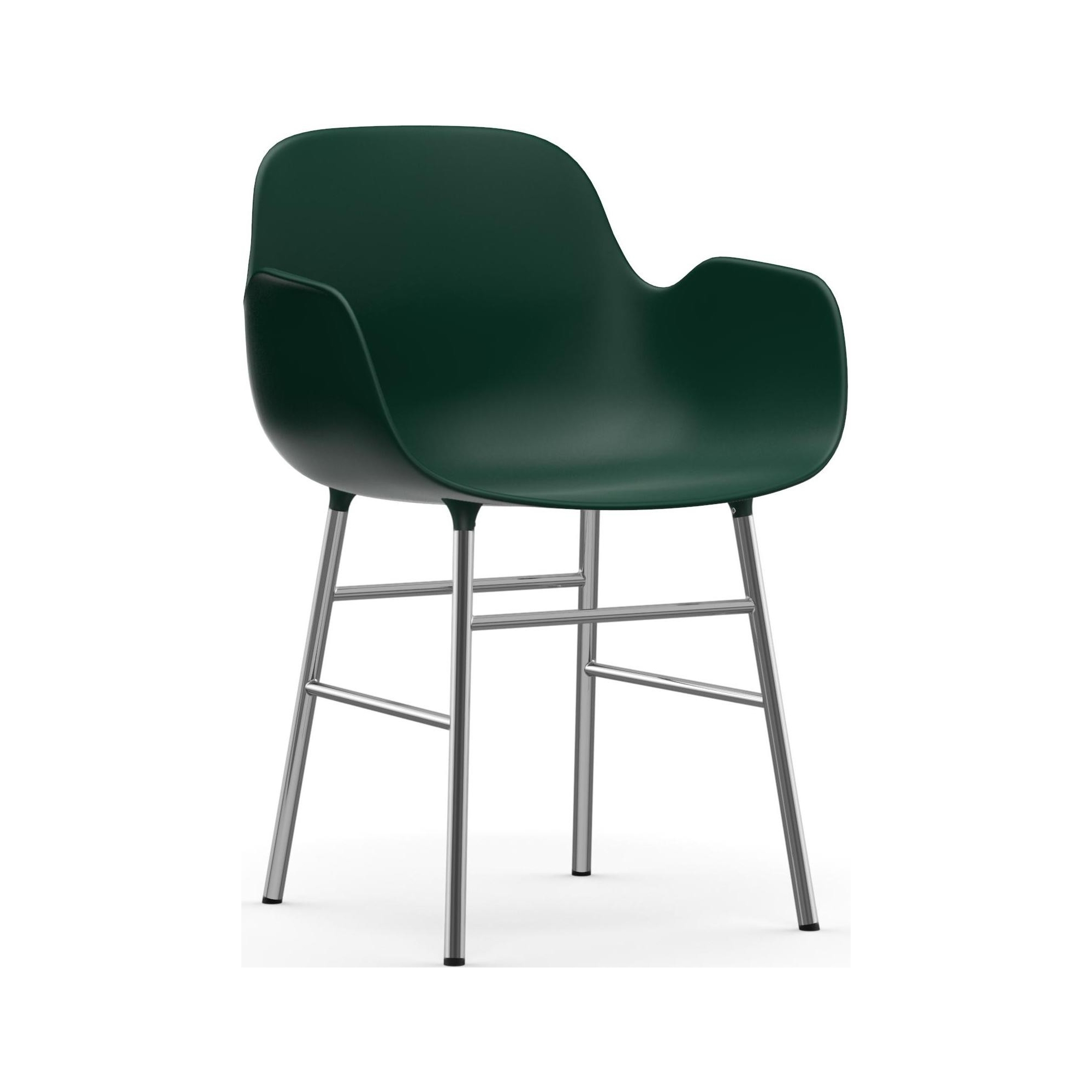 green / chrome – Form Chair with armrests - Normann Copenhagen