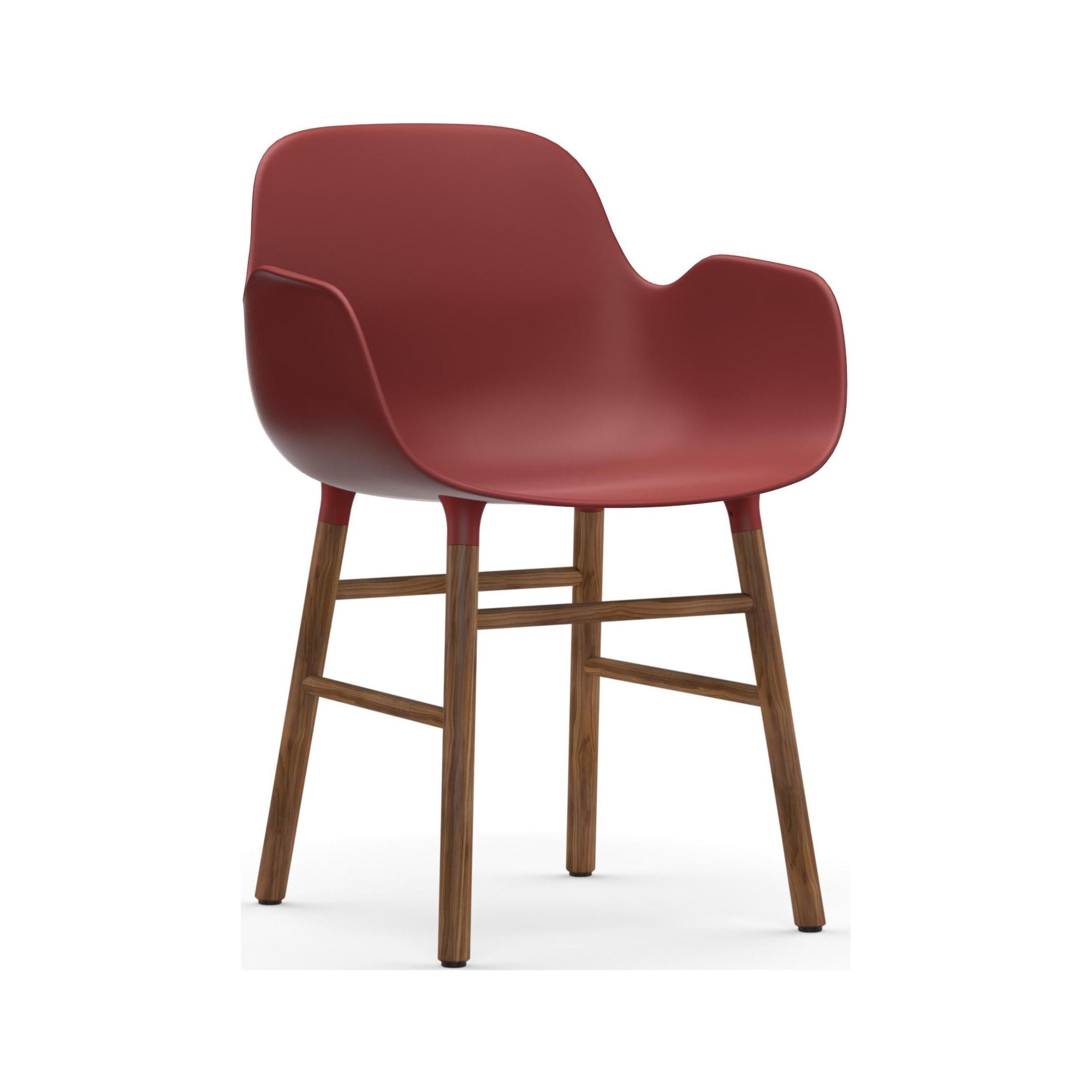 Rouge / Noyer – Chaise Form avec accoudoirs - Normann Copenhagen