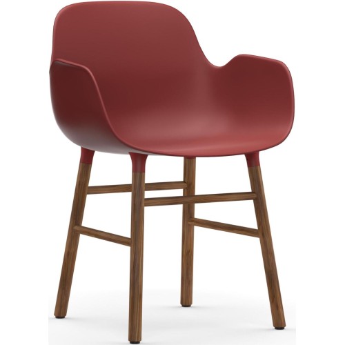 Rouge / Noyer – Chaise Form avec accoudoirs - Normann Copenhagen