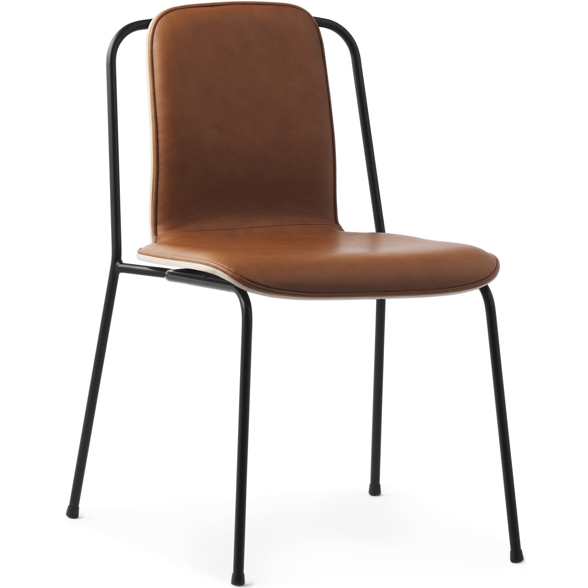 Ultra Brandy leather / oak – front upholstered – Studio chair - Normann Copenhagen