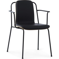 Ultra Black leather / oak – front upholstered – Studio Armchair - Normann Copenhagen