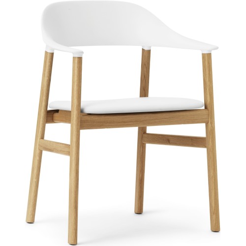 Spectrum white leather / oak - Herit armchair - Normann Copenhagen