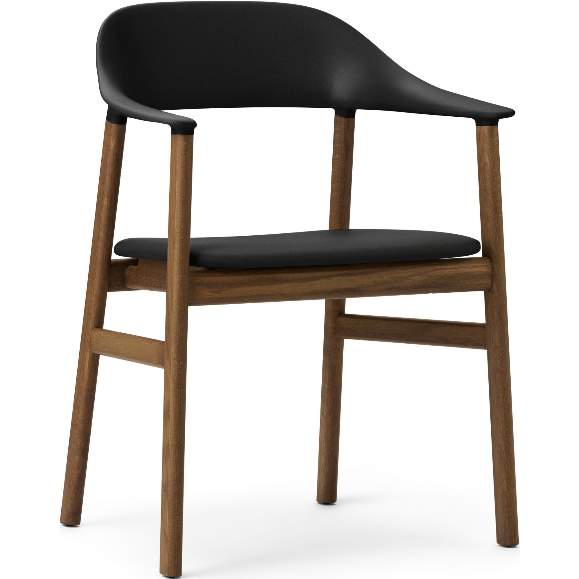 Spectrum black leather / smoked oak - Herit armchair - Normann Copenhagen